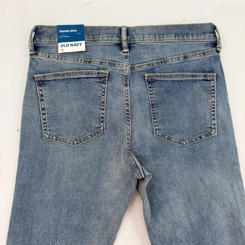 Old Navy Karate Slim Built-In Tough Distressed Jeans Adjustable Kids Size 18